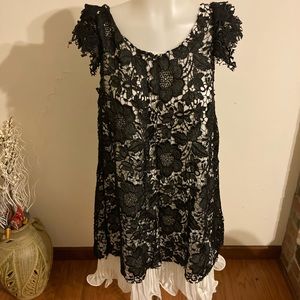 OK Black & White Romantic Lace Dress NWOT